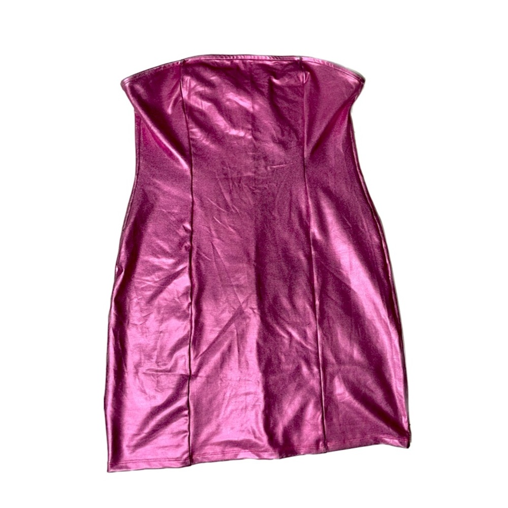 Primark Hot Pink Metallic Stretchy Strapless Tube Dress size Large